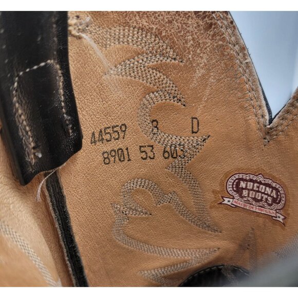 Vintage Nocona Boots Black Leather Western Cowboy Boots Mens 8D - Picture 14 of 16